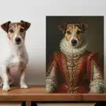 Renaissance Queen Custom Pet Portrait Renaissance Queen Custom Pet Portrait, a dog queen in royal attire.