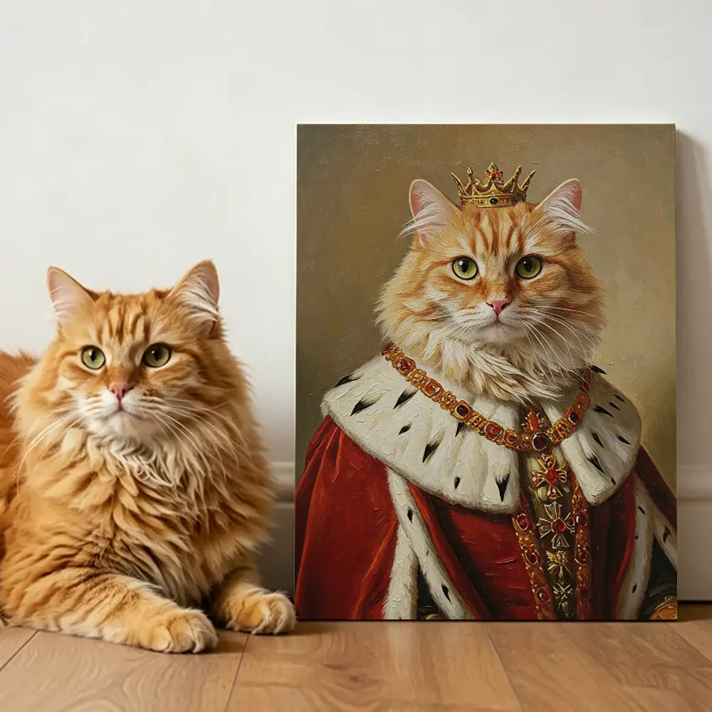 Home 7 Renaissance Duchess Custom Pet Portrait, a Ragdoll cat in royal dress.
