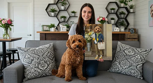 客户评价 26 Egyptian king style custom pet portrait wall decor for akita dog