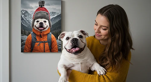 客户评价 35 Egyptian king style custom pet portrait wall decor for akita dog