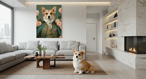 客户评价 13 Egyptian king style custom pet portrait wall decor for akita dog