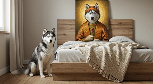 客户评价 5 Egyptian king style custom pet portrait wall decor for akita dog