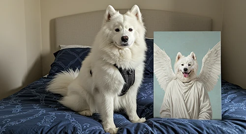 客户评价 37 Egyptian king style custom pet portrait wall decor for akita dog