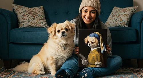 客户评价 30 Egyptian king style custom pet portrait wall decor for akita dog