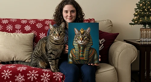 客户评价 16 Egyptian king style custom pet portrait wall decor for akita dog