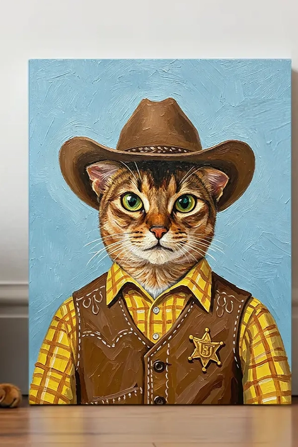 Home 11 Victorian Cat Portrait, a cat general in blue military uniform with medals.